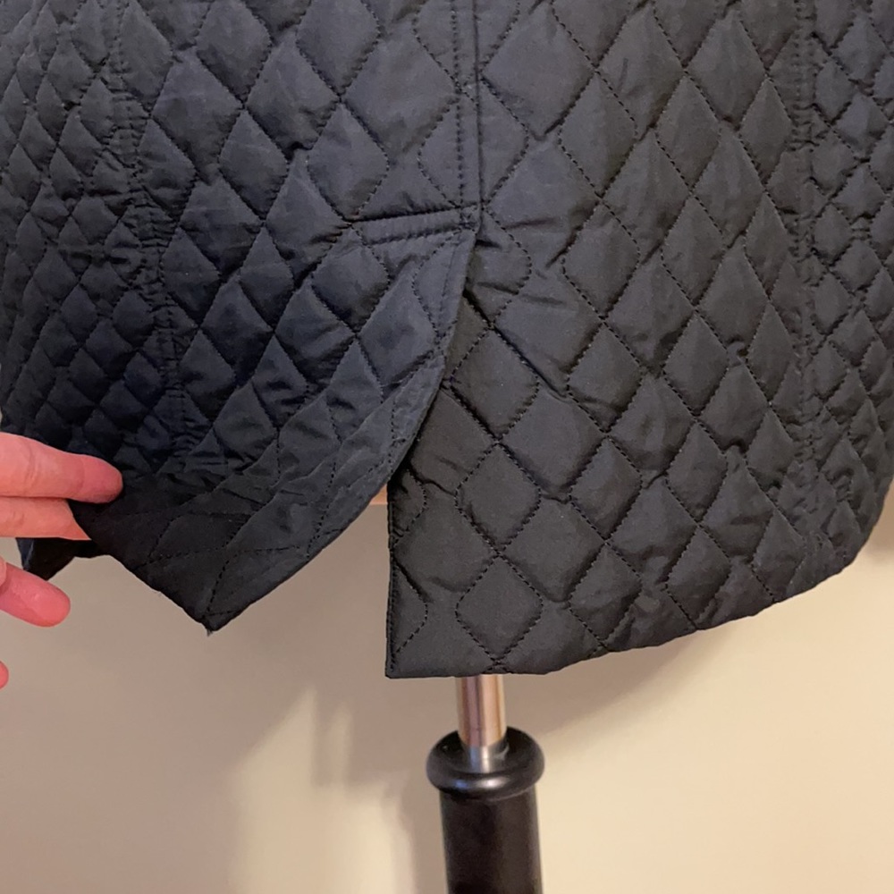 Lands’ End Women’s Small Black Quilted Lightweight Button Down Coat Front Pocket - Picture 6 of 12